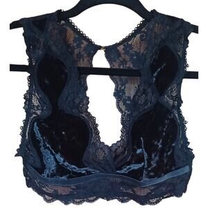 Victoria's Secret Dream Angels Black Velvet Lace Bralette Women's Small Gothic